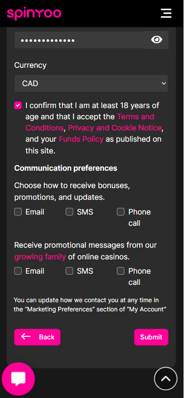 SpinYoo Casino Sign-Up Process Image 4