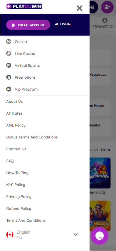 Playouwin Casino Mobile Preview 2