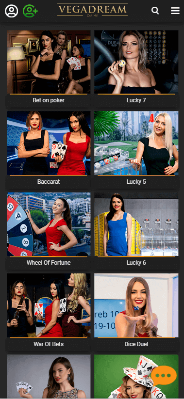 VegaDream Casino Mobile Preview 2