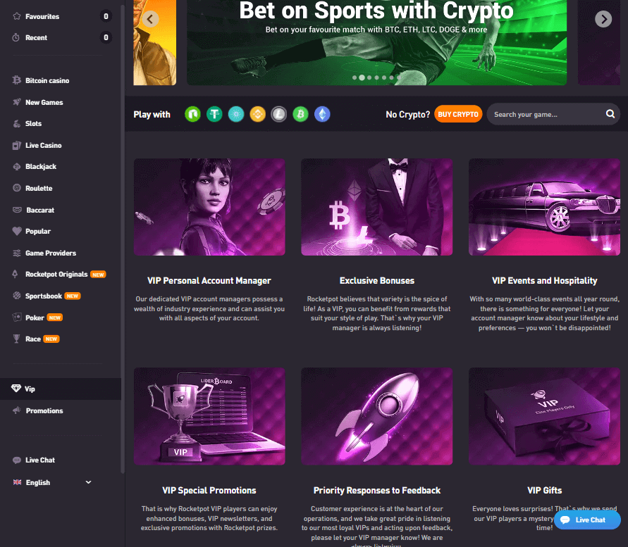 Rocketpot Casino Desktop Preview 1