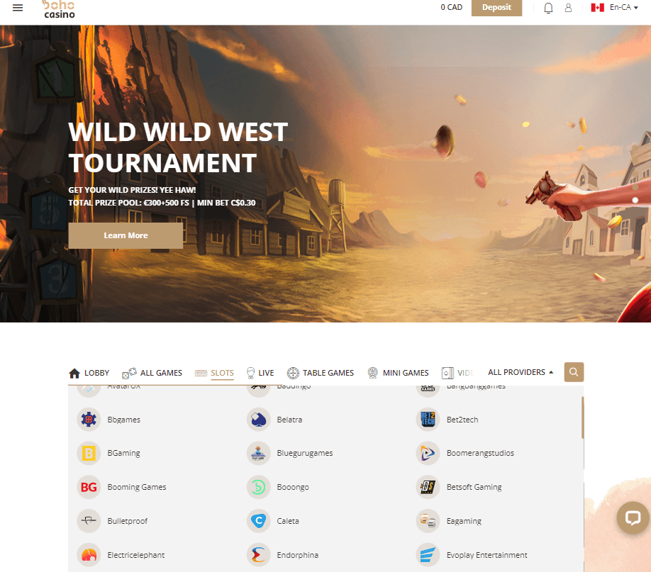 Boho Casino Desktop Preview 1