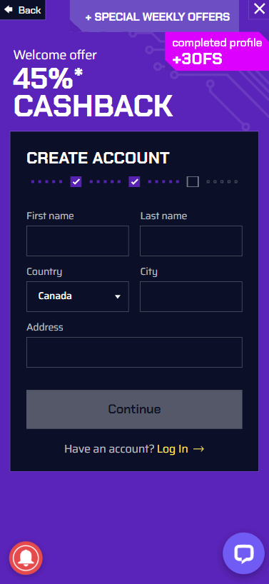 JustBit Casino Signup Process Image 2