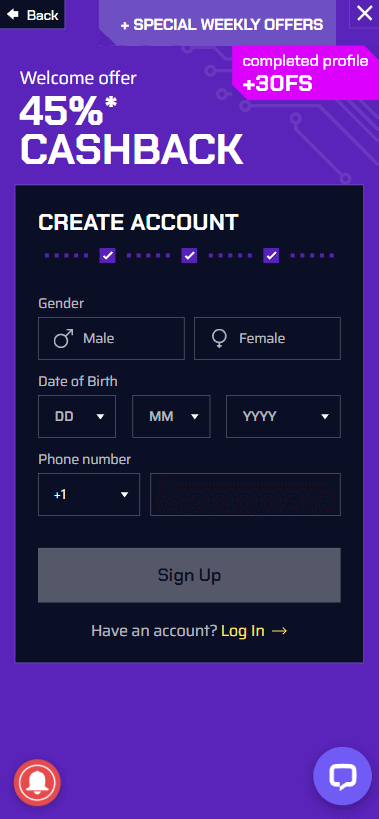 JustBit Casino Signup Process Image 3