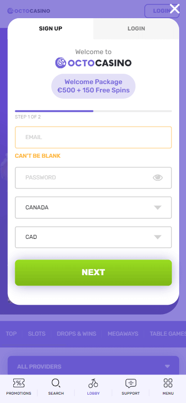 Visual Guide to Octocasino Registration Process Image 1