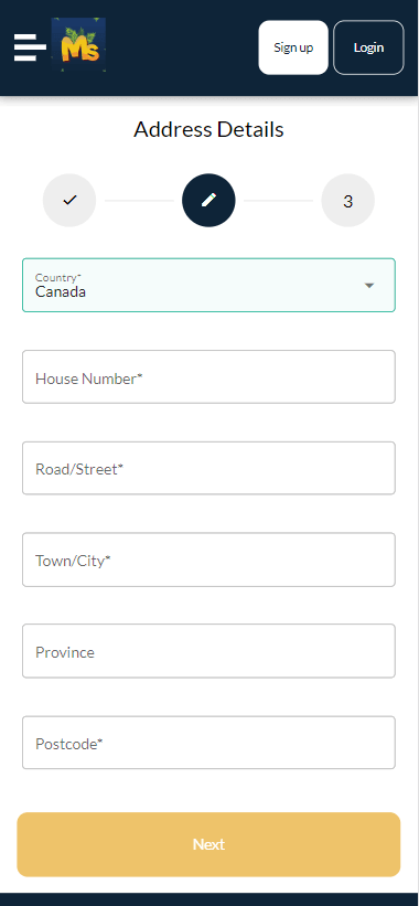 Registering on Mango Spins Casino Image 2