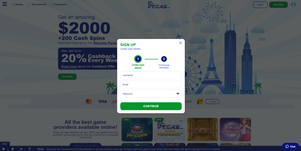 Image 1 of BluVegas Casino Registration