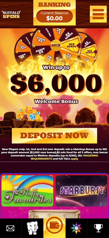 Buffalo Spins Casino Mobile Preview 1