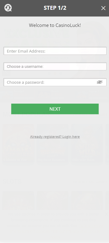 Follow our visual guide for a hassle-free registration process at CasinoLuck.