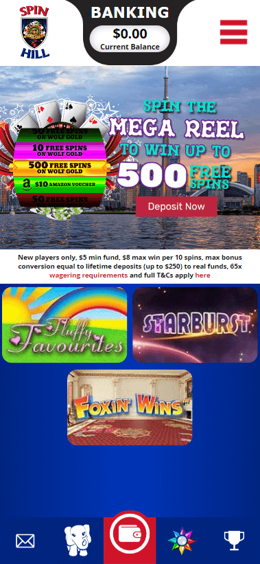Spin Hill Casino Mobile Preview 1