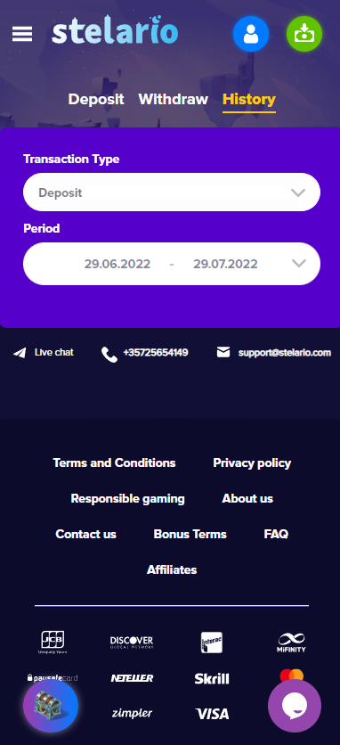 Stelario Casino Mobile Preview 2