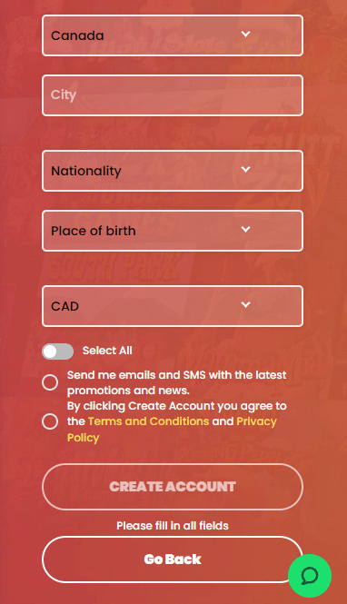 Touch Casino Sign-Up Journey Image 3