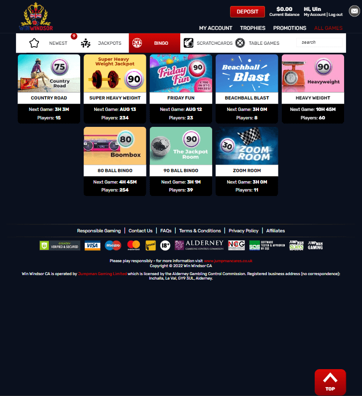 Win Windsor Casino Desktop Preview 2