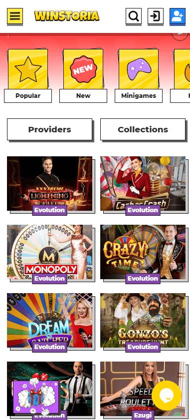 Winstoria Casino Mobile Preview 2