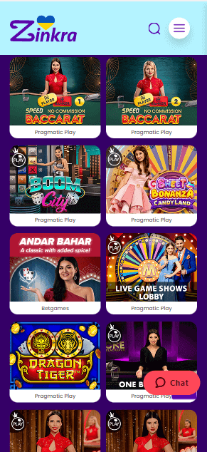 Zinkra Casino Mobile Preview 2