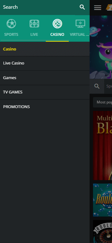 1Bet Casino Mobile Preview 1