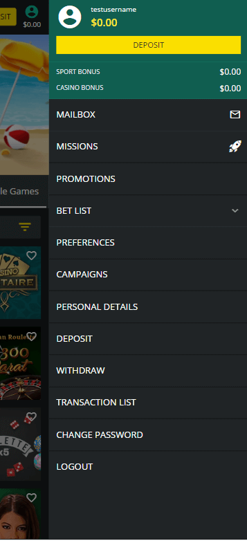 1Bet Casino Mobile Preview 3
