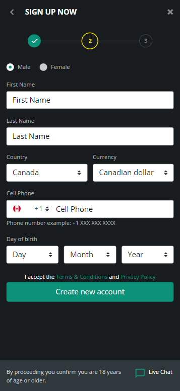 Snapshot of the 1Bet Casino Registration Process - Image 2