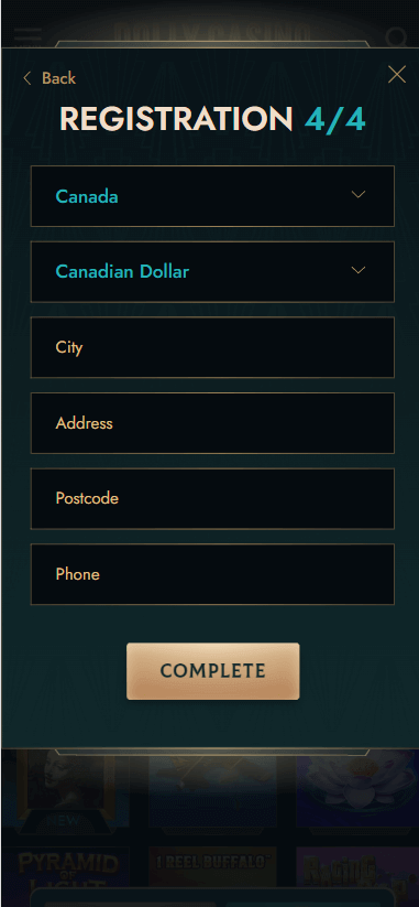 DollyCasino Registration Process Illustration 4