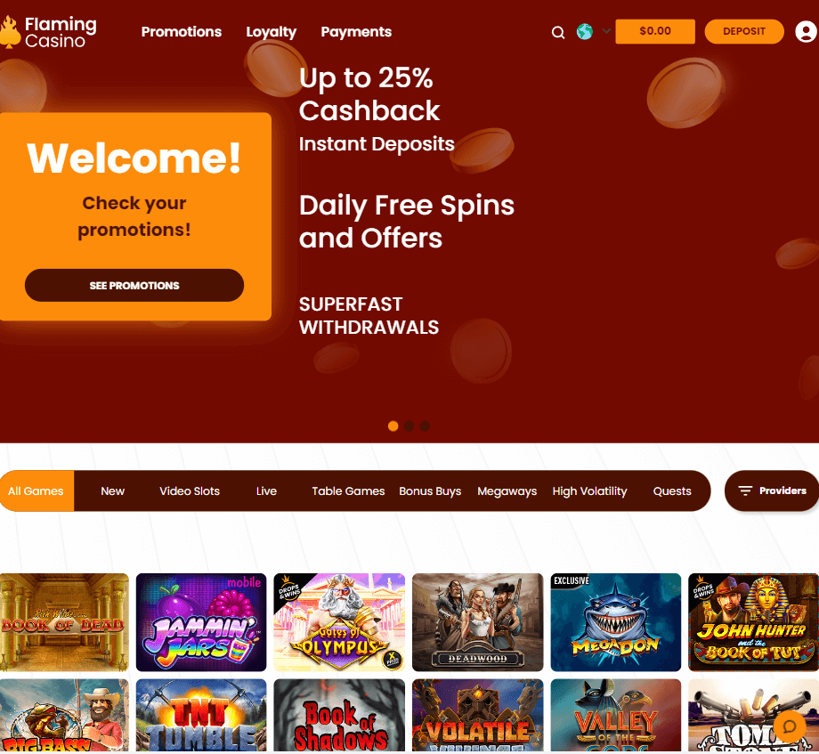 Flaming Casino Desktop Preview 1