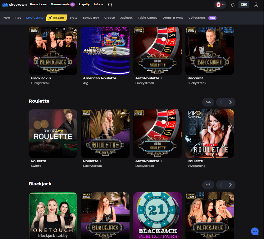 SkyCrown Casino Desktop Preview 1