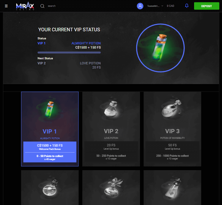 Mirax Casino Desktop Preview 2