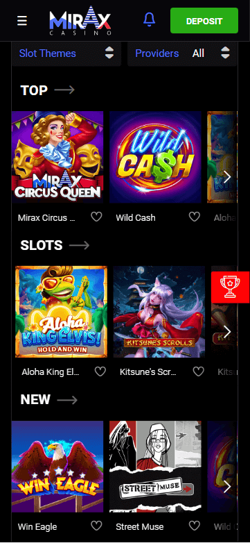 Mirax Casino Mobile Preview 1