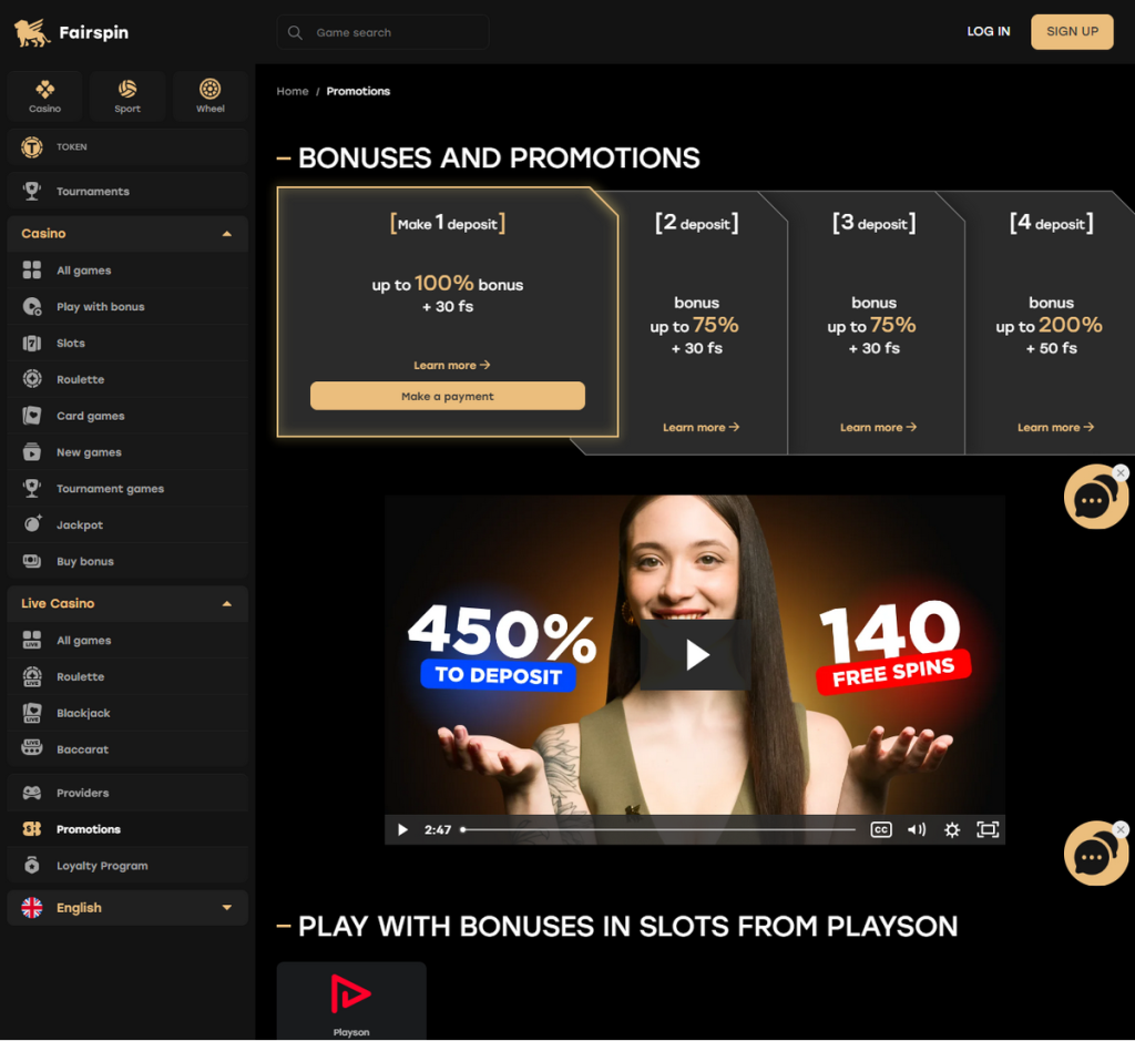 Fairspin Casino Desktop Preview 1