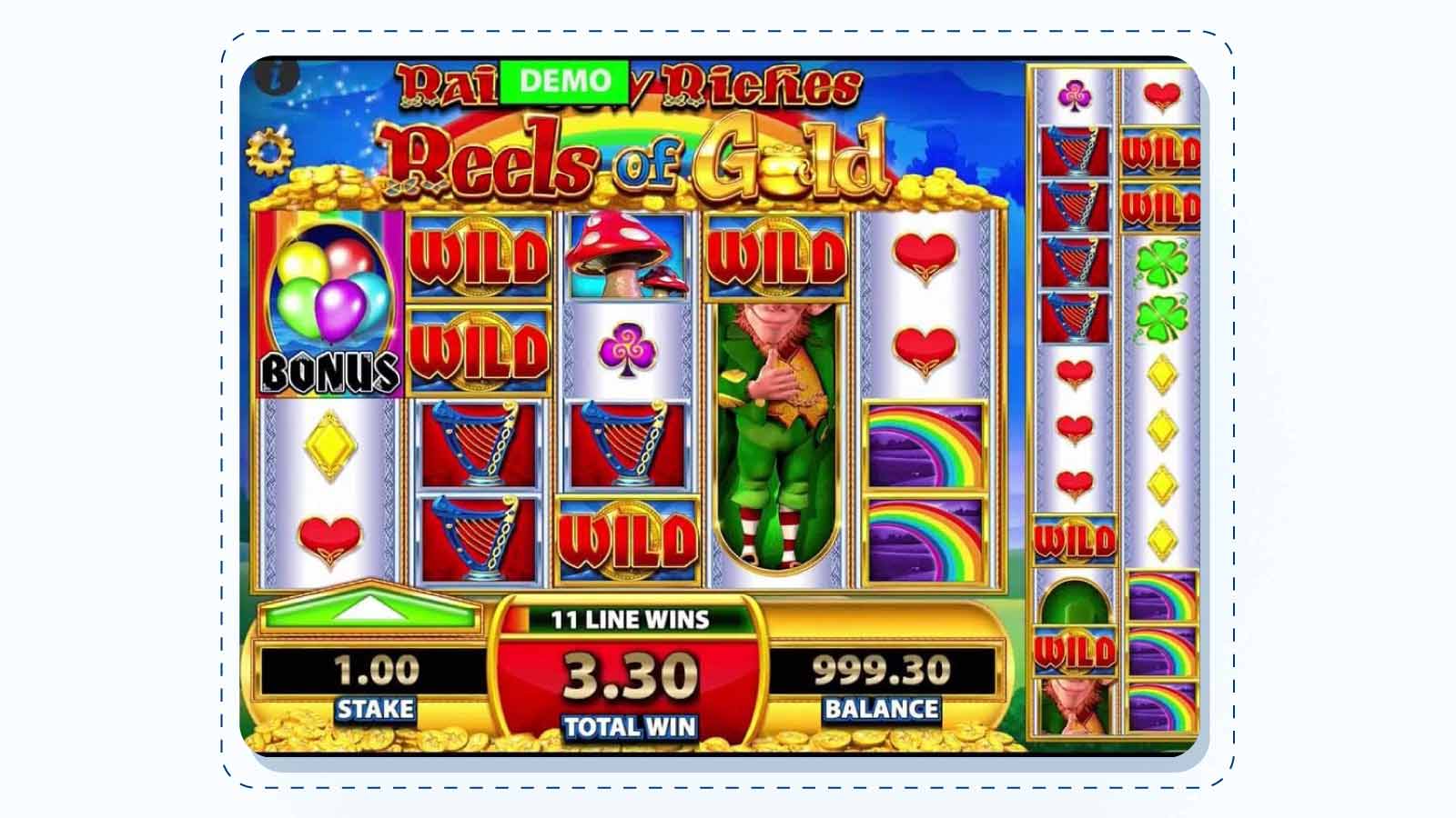 Rainbow Riches Reels of Gold, from Barcrest – RTP pegged at 98% – courtesy of SG Gaming