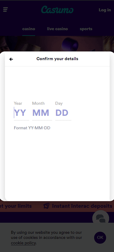 Visual Guide to the Casumo Casino Registration Process, Image 3.