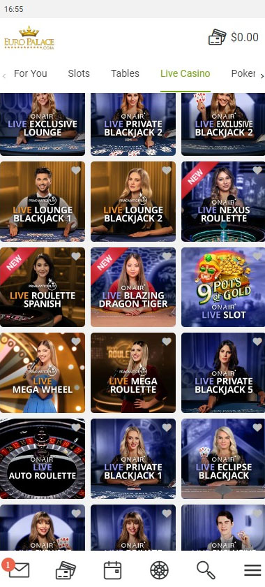 Предварительный просмотр Euro Palace Casino на мобильном 2