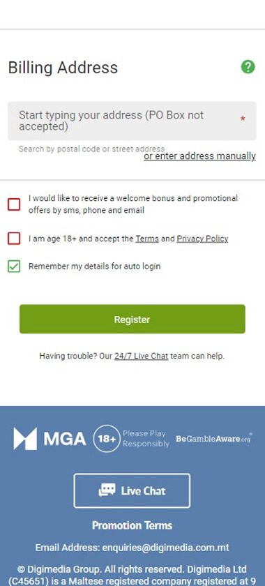 Illustration of Euro Palace Casino Registration Step 4