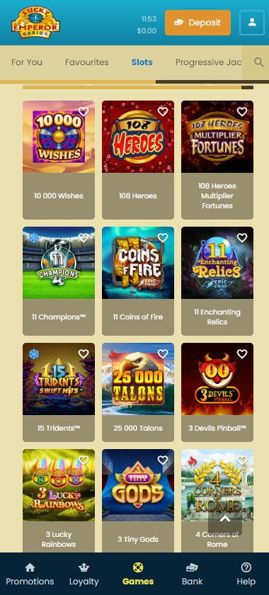 Lucky Emperor Casino Mobile Preview 2
