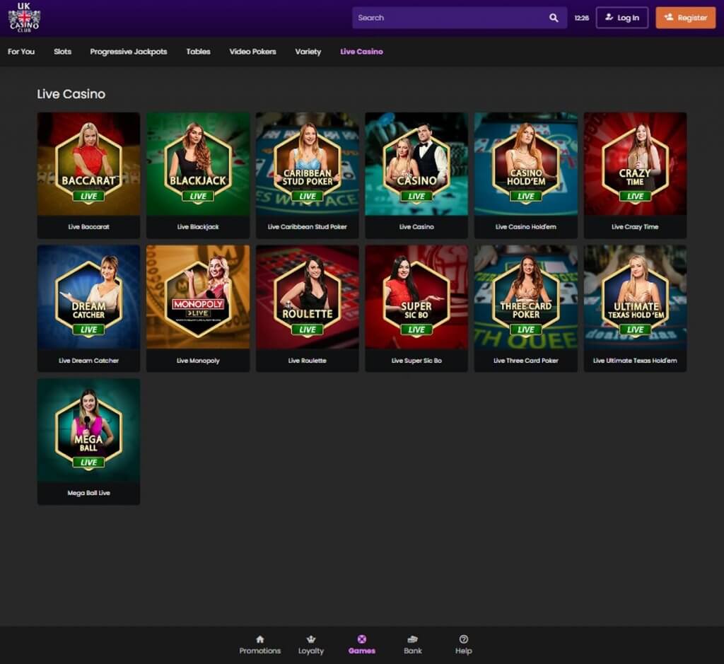 UK Casino Club Desktop Preview 2
