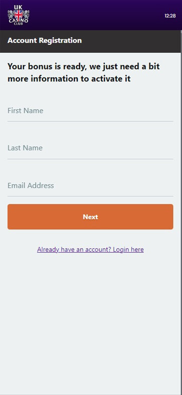Steps of UK Casino Club Registration: Image Five