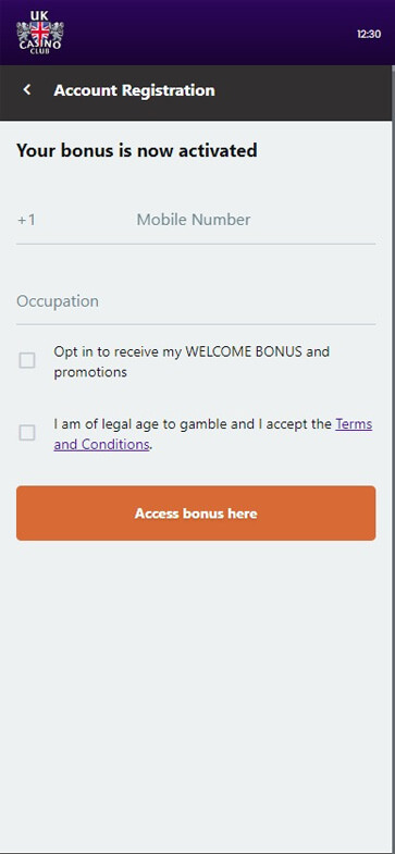 Steps of UK Casino Club Registration: Illustration One