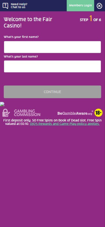 PlayOJO Casino Registration Process Image: Step 6
