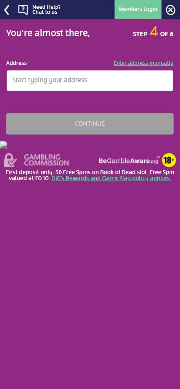 PlayOJO Casino Registration Process Image: Step 3