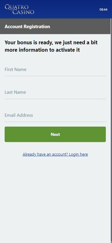 Filling in your personal details like name, surname, and email.