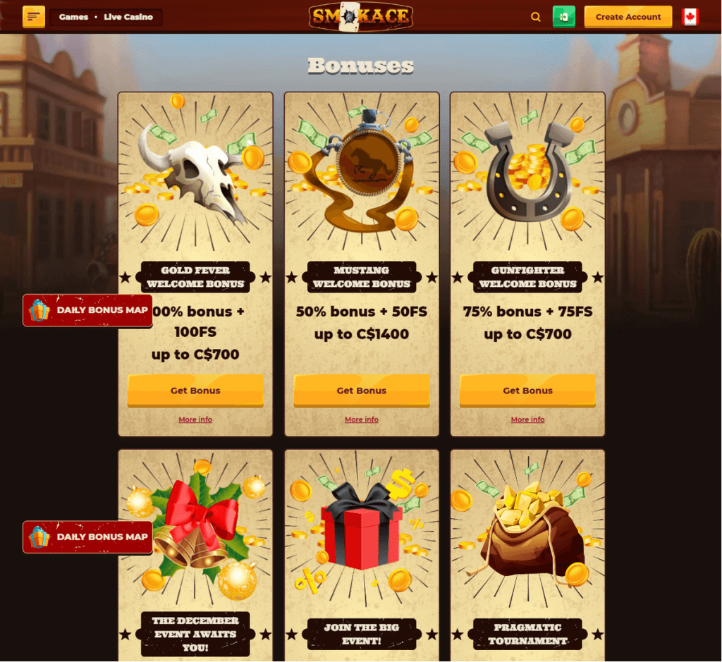 SmokAce Casino Desktop Preview 1