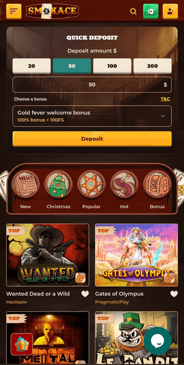 SmokAce Casino Mobile Preview 1