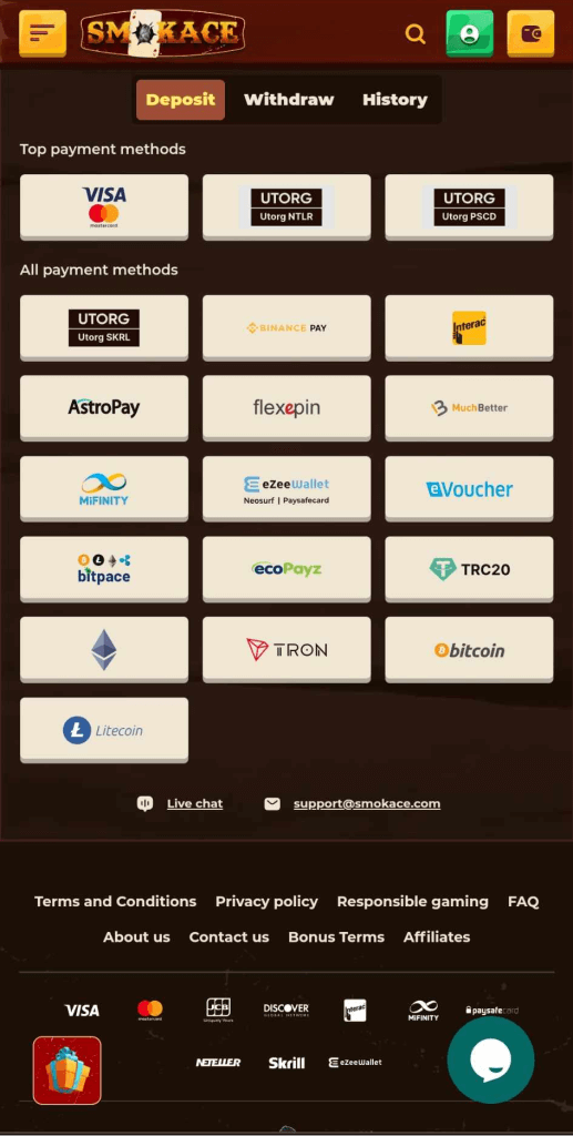 SmokAce Casino Signup Procedure Illustration 1