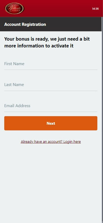 Villento Casino Registration Procedure Image 1