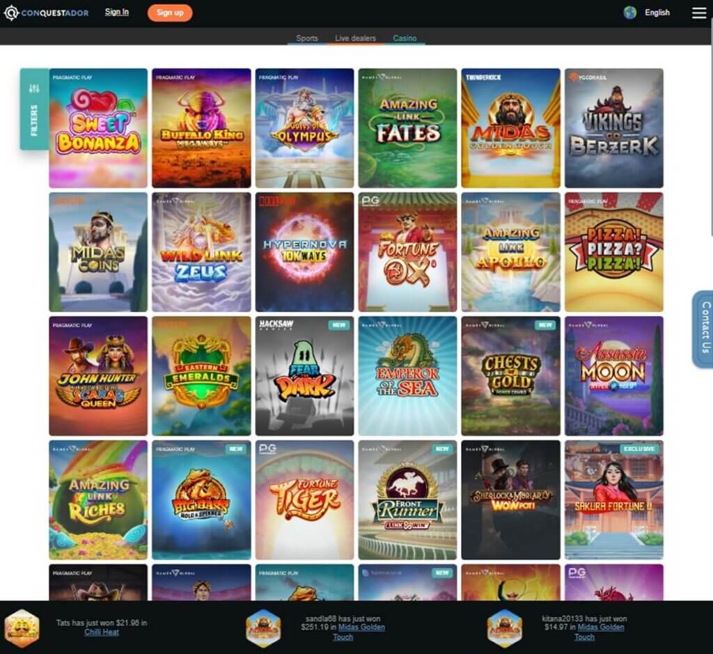 Analysis of Conquestador Casino for Mobile Users