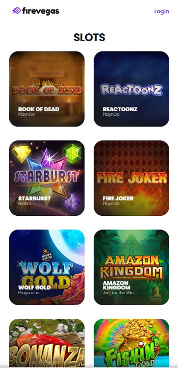 FireVegas Casino Mobile Preview 1