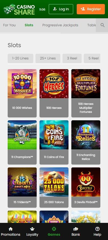 Casino Share Mobile Preview 2