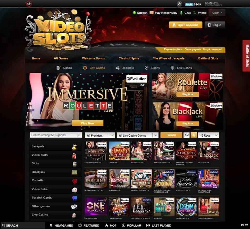 Videoslots Desktop Preview 1
