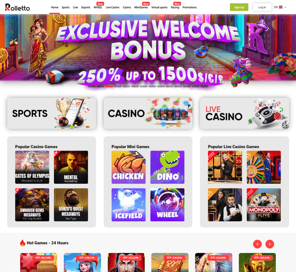 Rolletto Casino Desktop Preview 1