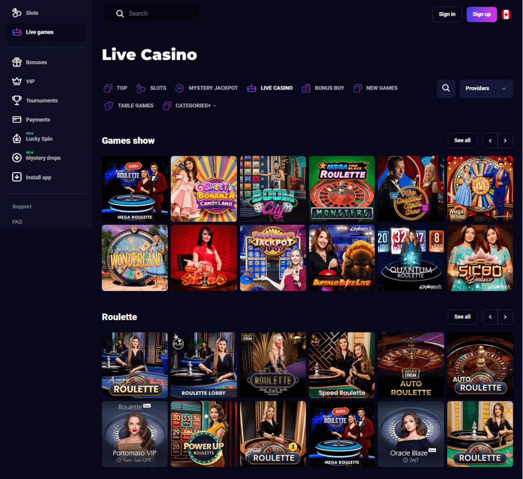 Lucky7even Casino Desktop Preview 2