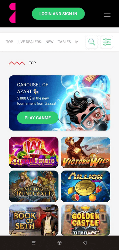 Zaza Casino Mobile Preview 2