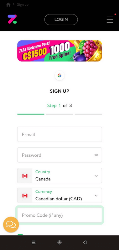 Step-by-step Imagery of Zaza Casino Registration: Part 2